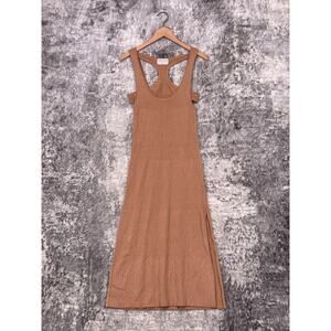 Modern Citizen Serin Dress Womens Circle Back Brown Ribbed Knit Maxi S Small